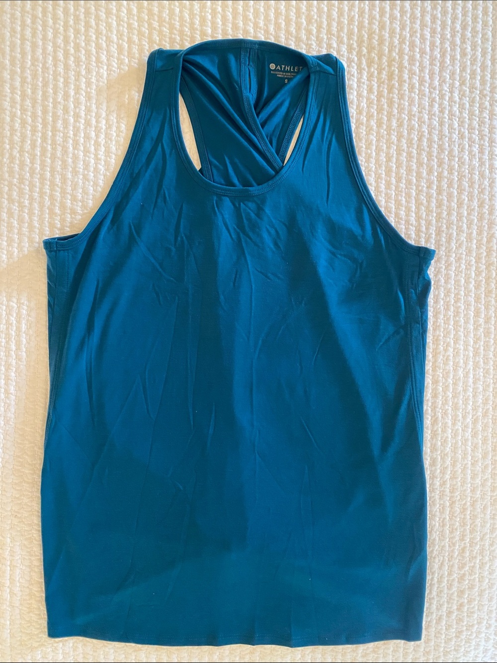 Athleta Essence Tie-Back Tank Top, Blue-Green, Size Small